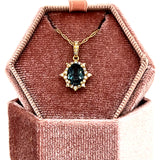 14K Yellow Gold 1.62CT Created Alexandrite and 0.16 (24) Carat Total Weight Diamond Pendant Necklace