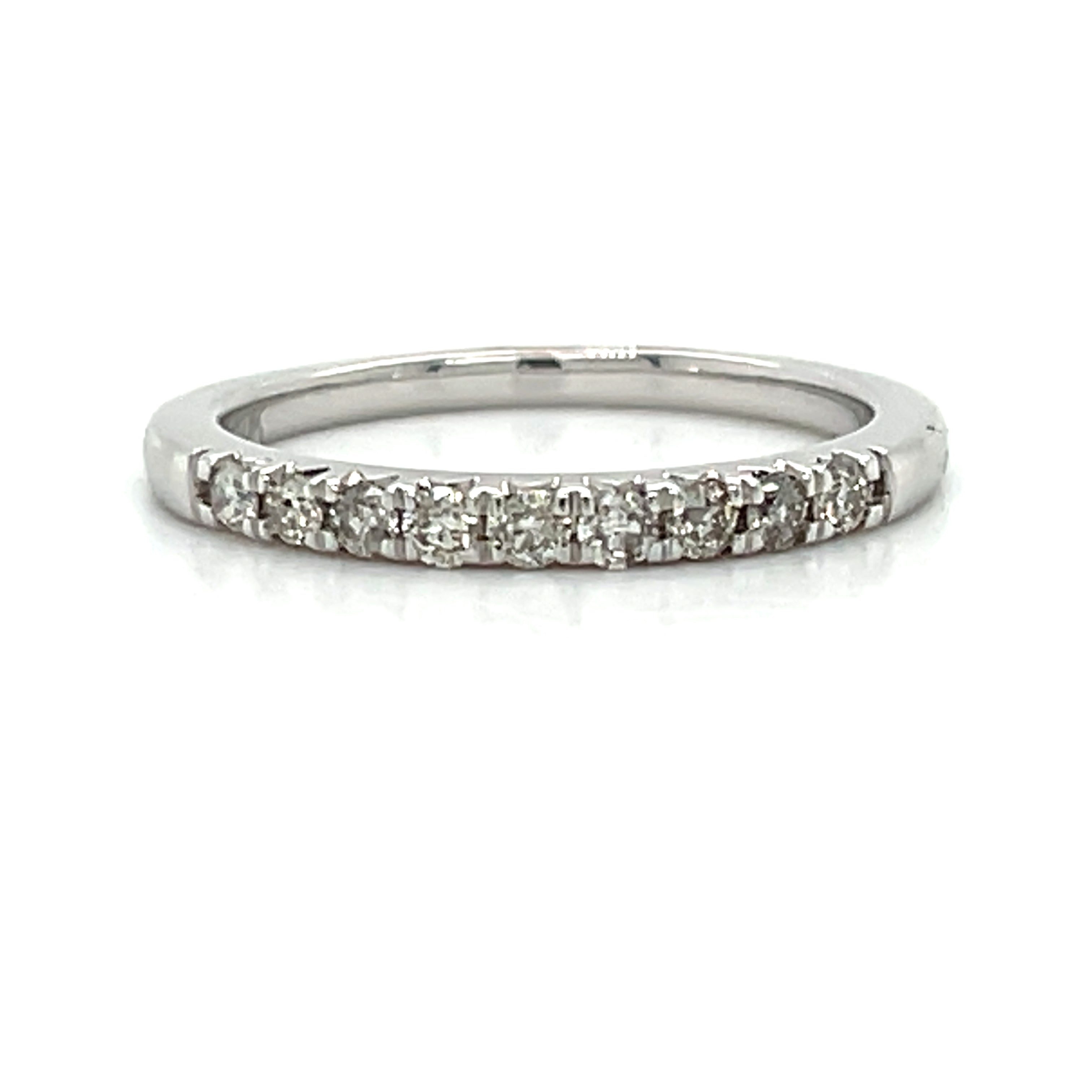 10K White Gold 0.25 Carat Total Weight Diamond Wedding Anniversary Stackable Band Ring