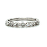 14K White Gold 1/4 Carat Total Weight (11) Diamond Wedding Anniversary Stackable Band Ring