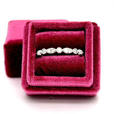 14K White Gold 1/4 Carat Total Weight (11) Diamond Wedding Anniversary Stackable Band Ring