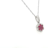 14K White Gold 1/5CT Ruby and 1/8 Carat Total Weight (21Brilliant) Diamond Pendant