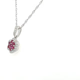 14K White Gold 1/5CT Ruby and 1/8 Carat Total Weight (21Brilliant) Diamond Pendant