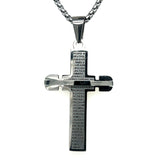 Stainless Steel Cross Necklace with The Lord's Prayer in Spanish