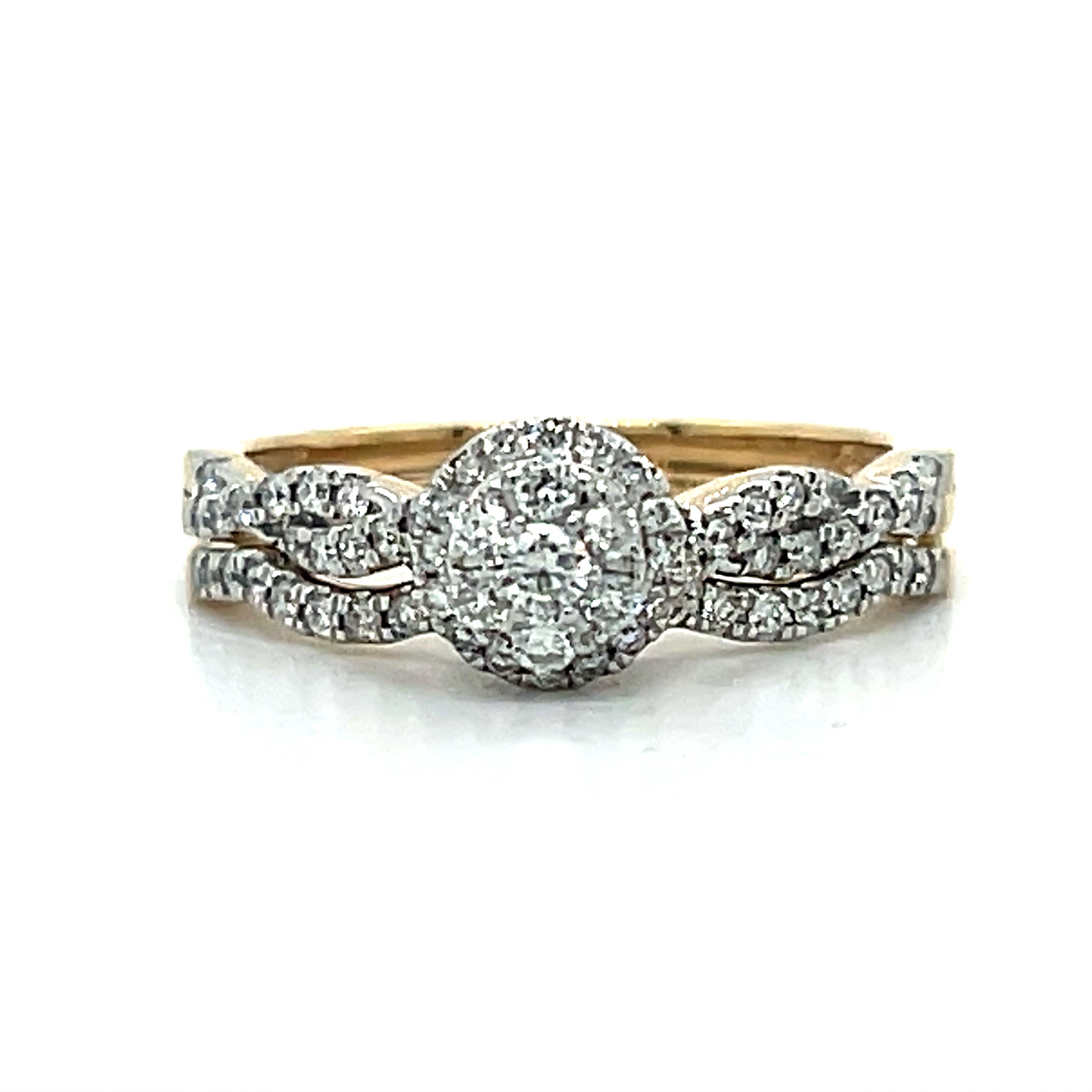 10K Yellow Gold 1/2  Carat Total Weight Diamond Bridal Set