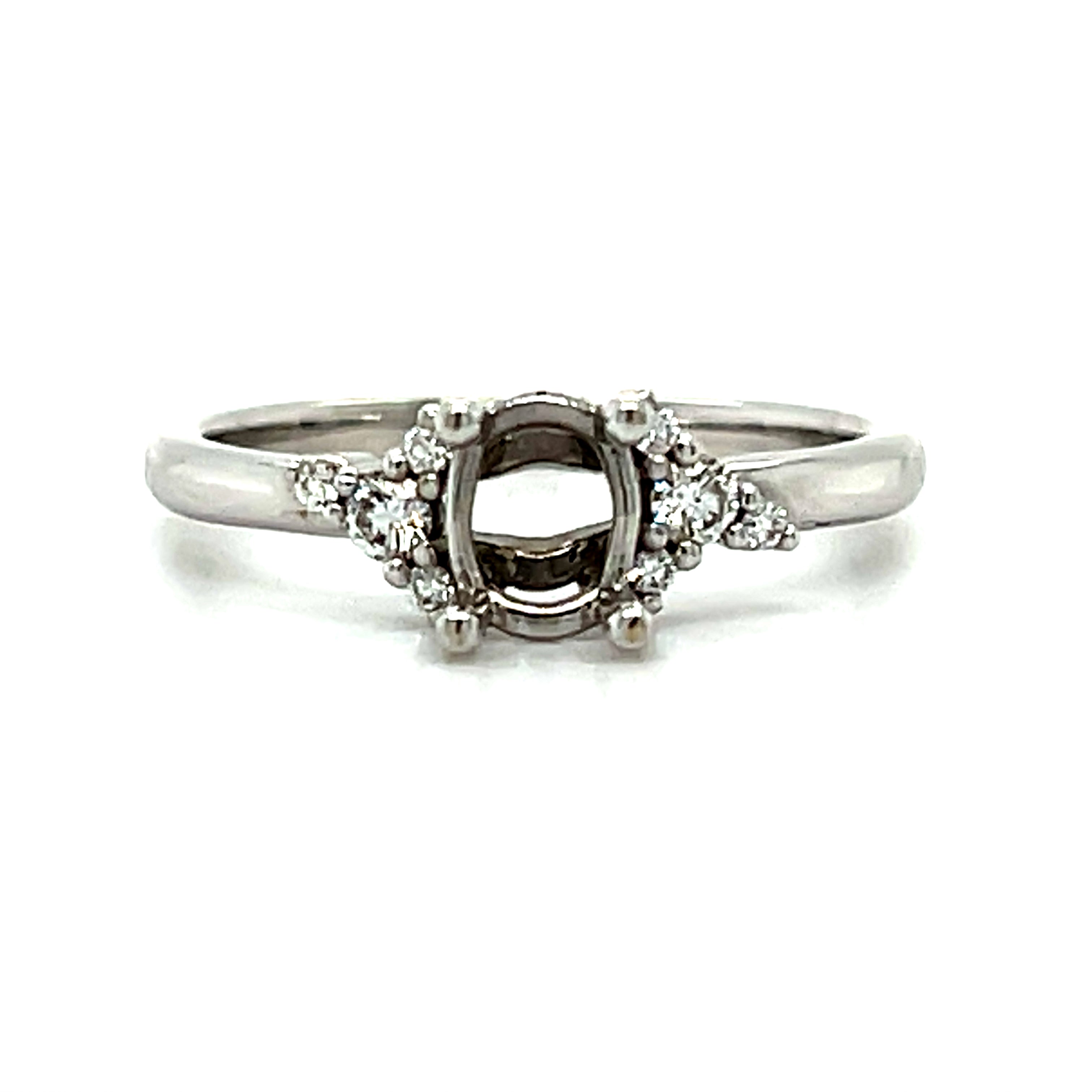 14K White Gold Diamond Oval Semi Mount Bridal Engagement Ring
