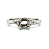 14K White Gold Diamond Oval Semi Mount Bridal Engagement Ring