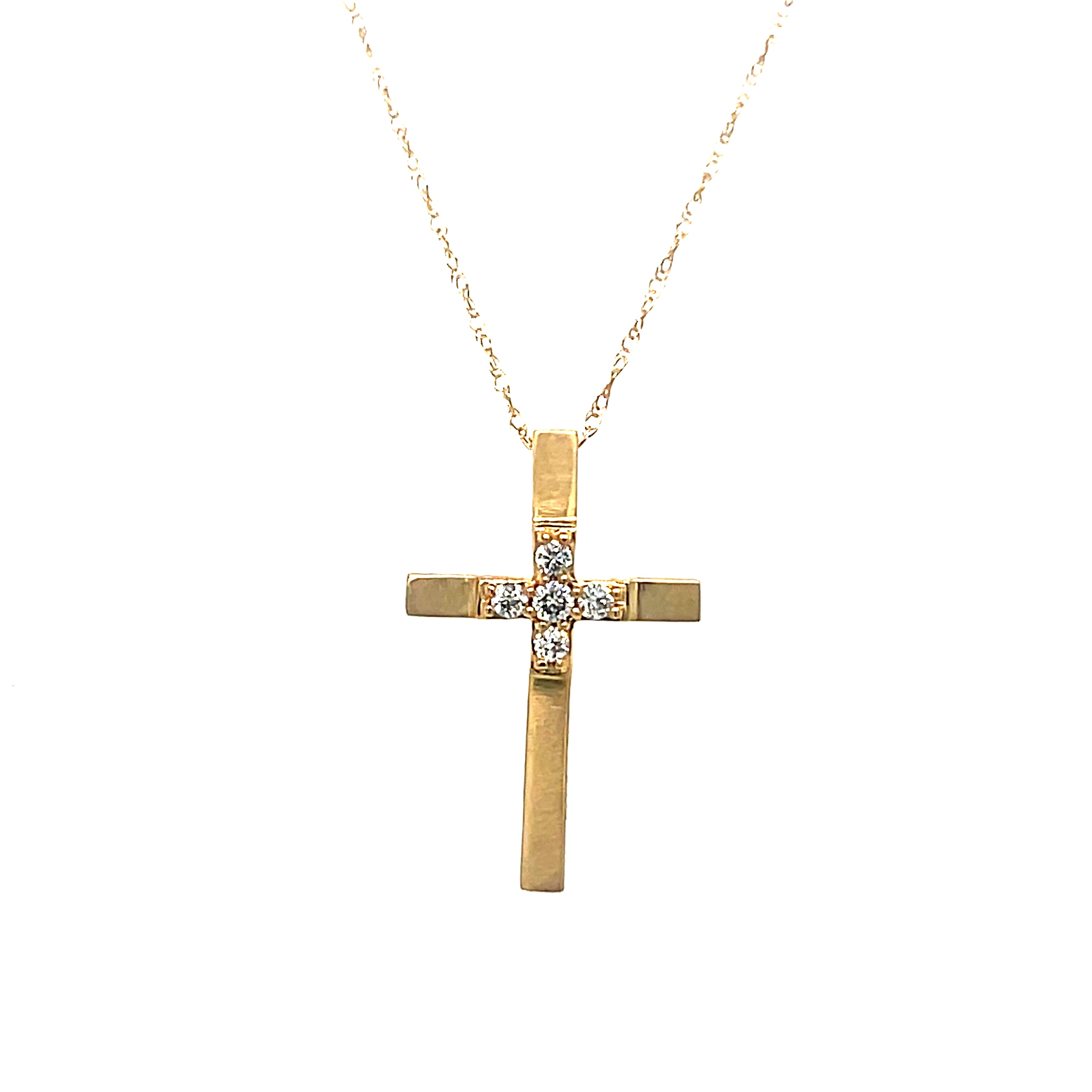 10KY 1/10CTW Diamond Cross Necklace