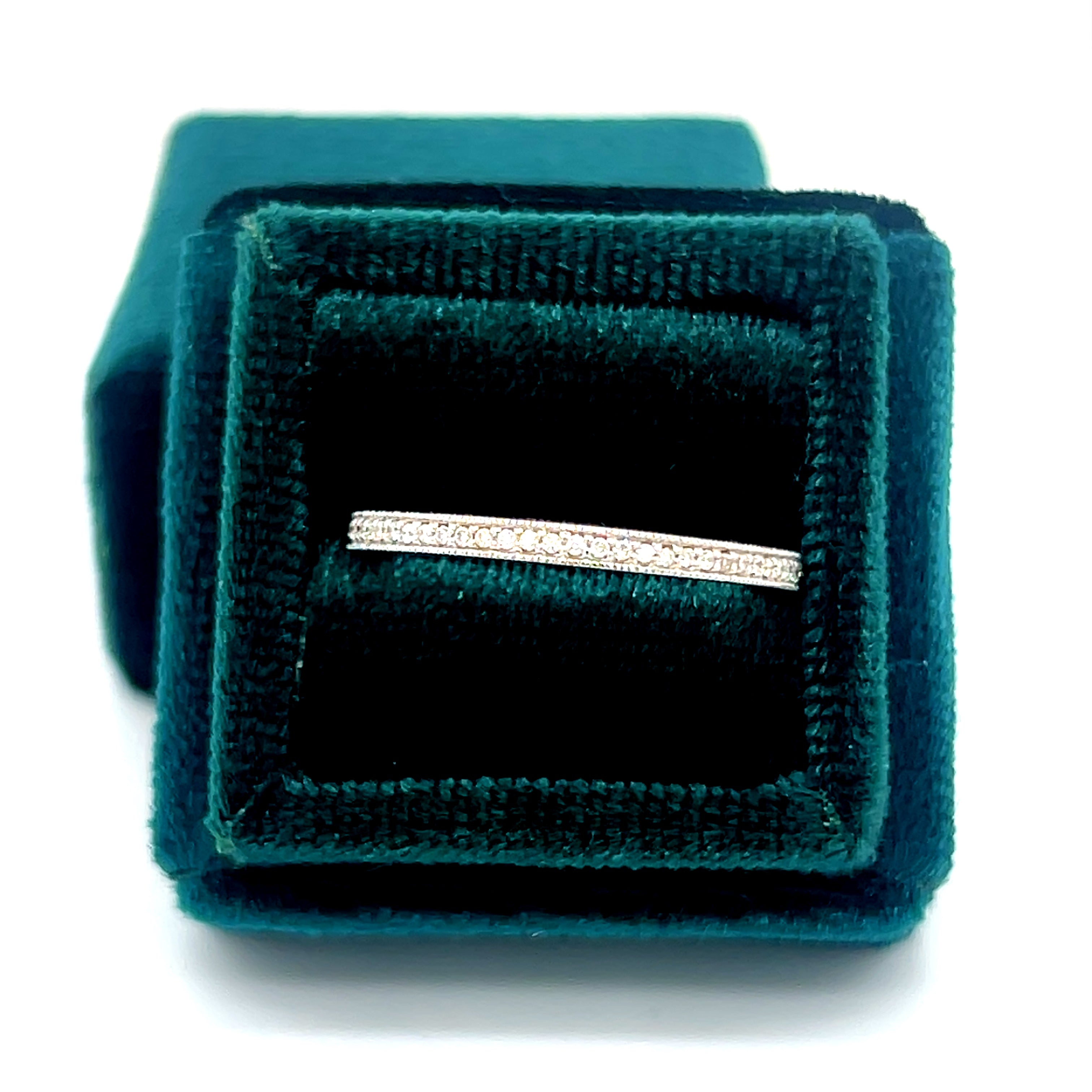 14K White Gold 1/5 Carat Total Weight Diamond Wedding Anniversary Stackable Band Ring