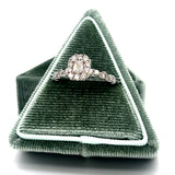 14K White Gold 3/4 Carat Total Weight Round and Emerald Cut Diamond Engagement Ring