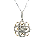 14K White and Yellow Gold 1/4 Carat Total Weight Diamond Pendant Necklace