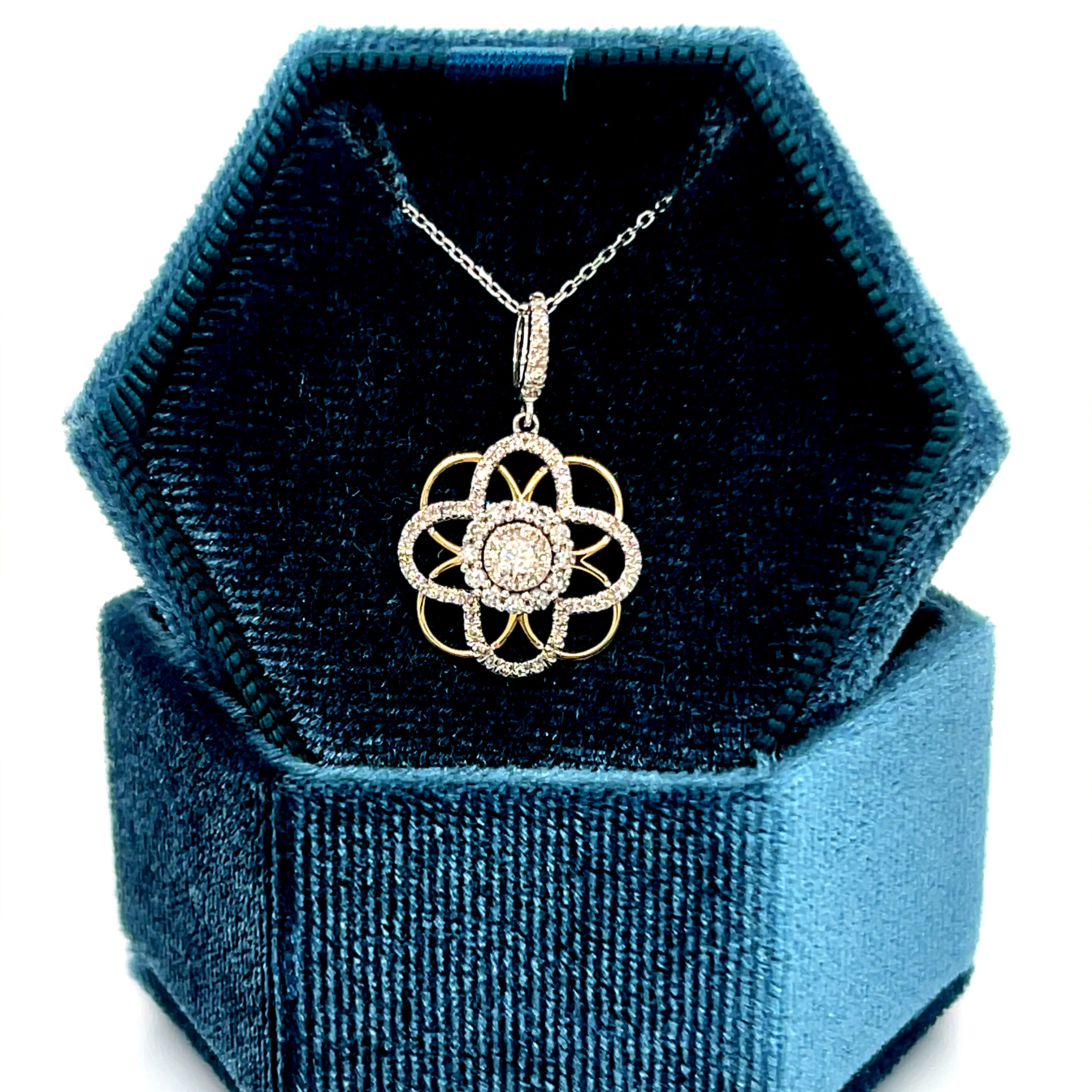 14K White and Yellow Gold 1/4 Carat Total Weight Diamond Pendant Necklace