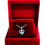 Sterling Silver September Birthstone Heart Pendant Necklace – 15" Chain, Little Girl Jewelry