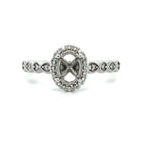 14K White Gold 1/6 Carat Total Weight Diamond 7x5 Oval Semi Mount Bridal Engagement Ring