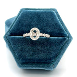 14K White Gold 1/6 Carat Total Weight Diamond 7x5 Oval Semi Mount Bridal Engagement Ring