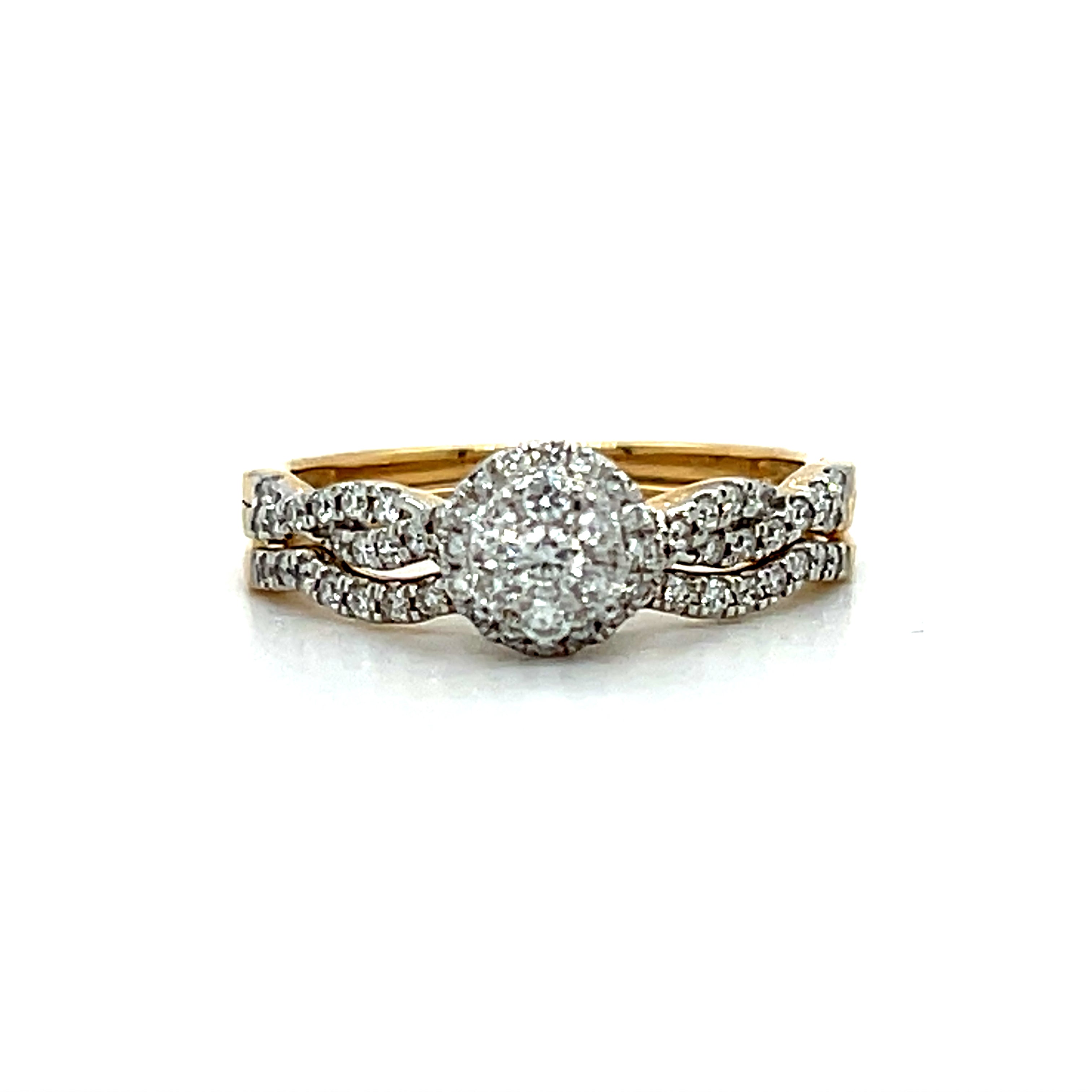 10K Yellow Gold 1/2  Carat Total Weight Diamond Bridal Set