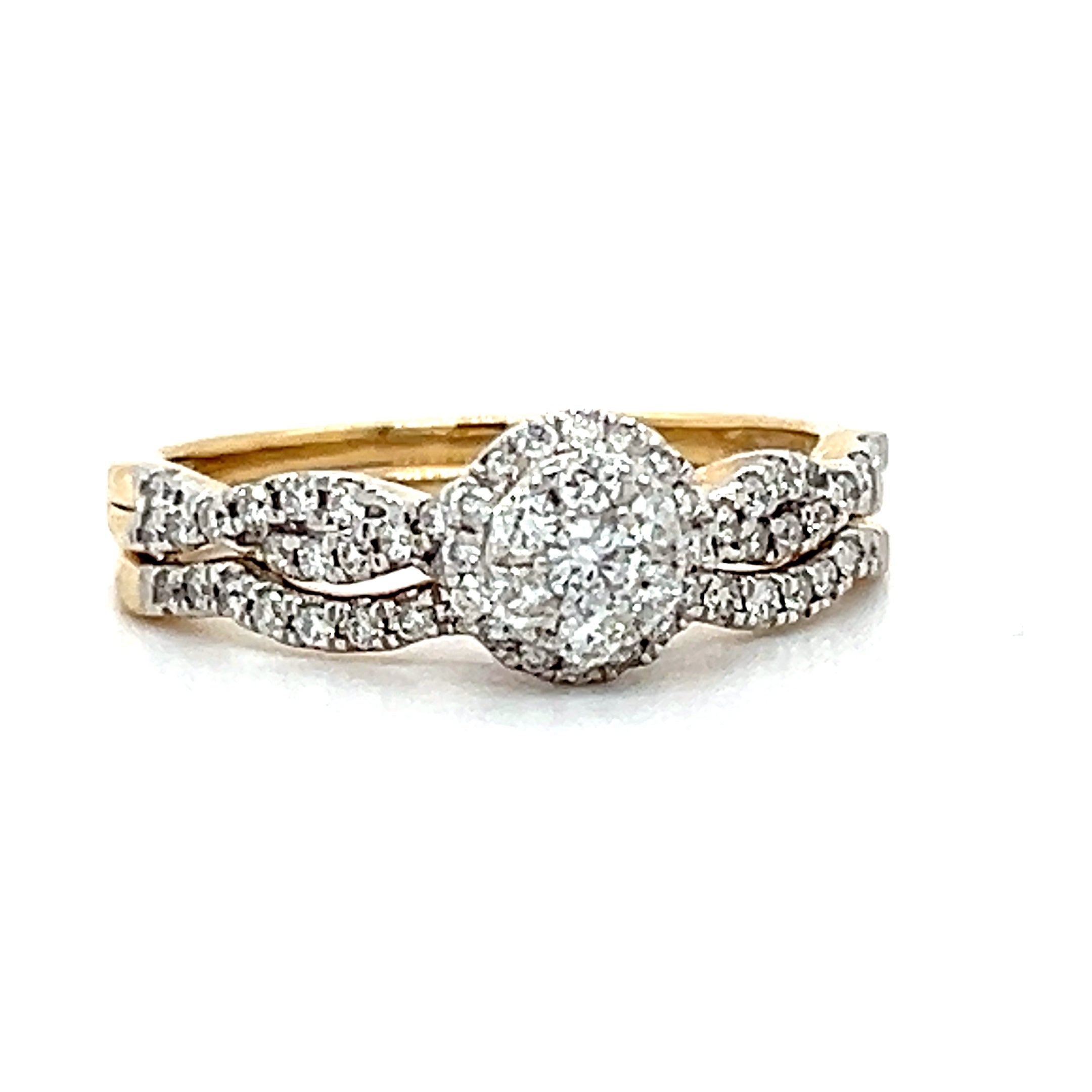 10K Yellow Gold 1/2  Carat Total Weight Diamond Bridal Set