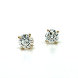 14K Yellow Gold SI FG 1.02 Carat Total Weight Diamond Stud Earrings with "Protektor" Locking Backs