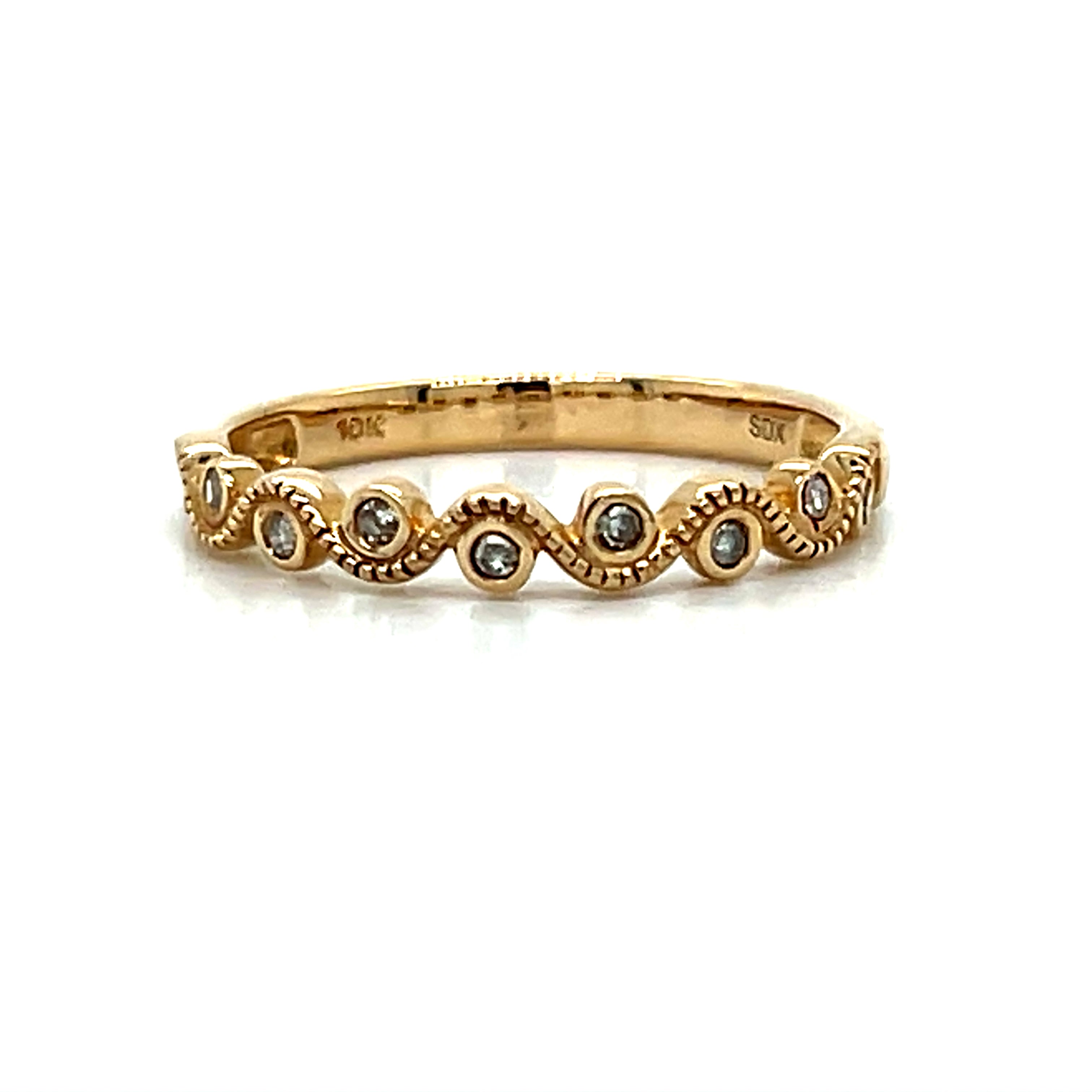 10K Yellow Gold .07 Carat Total Weight Diamond Wedding/Anniversary/Stackable Band