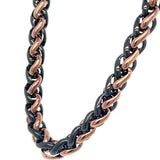 Men's Inox Stainless Steel 8mm Brown and Black Wheat Chain 24"