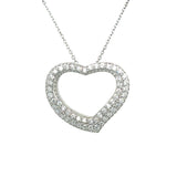 Sterling Silver Cubic Zirconia Heart Pendant Necklace on 18" Chain