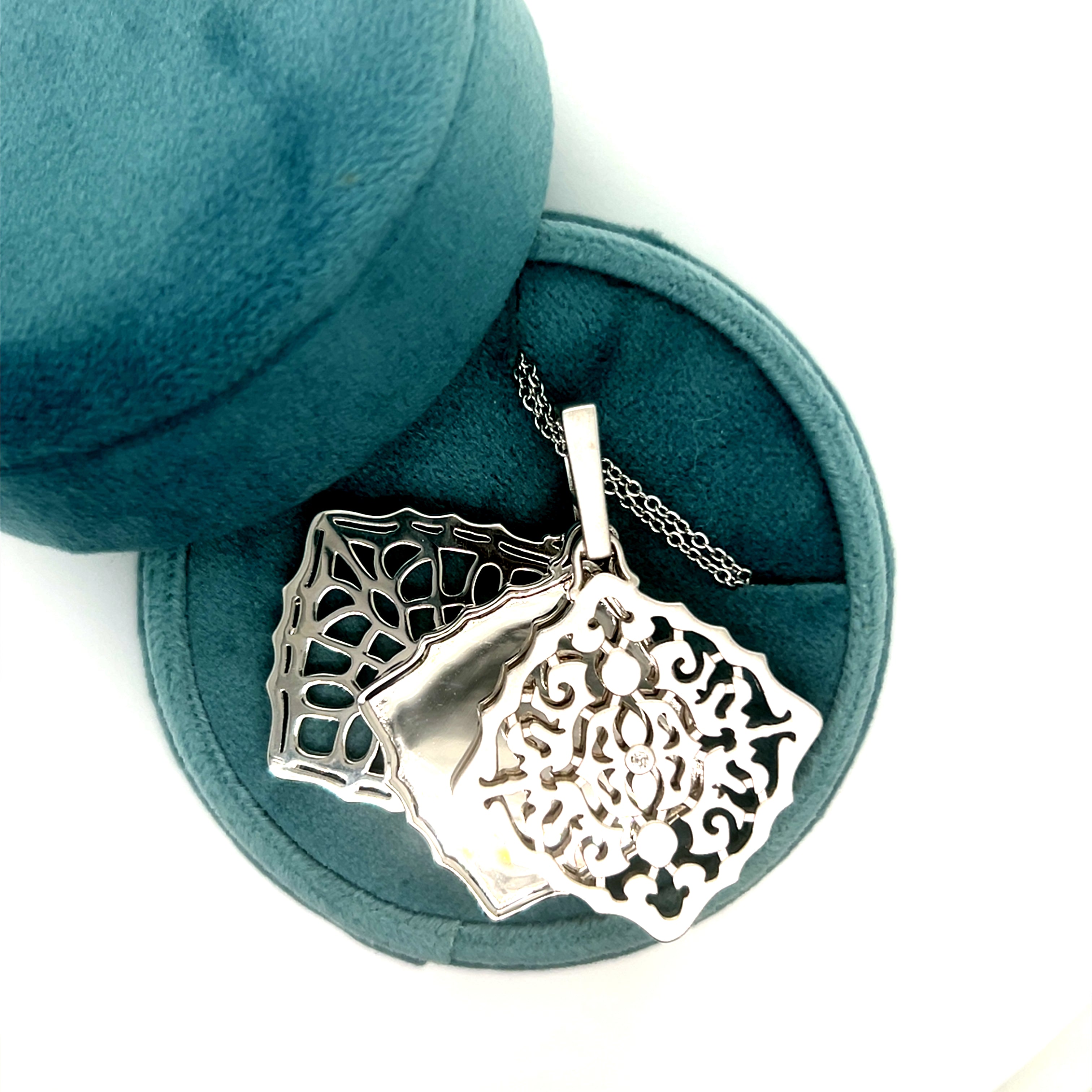 Sterling Silver Diamond Accent Locket 18"