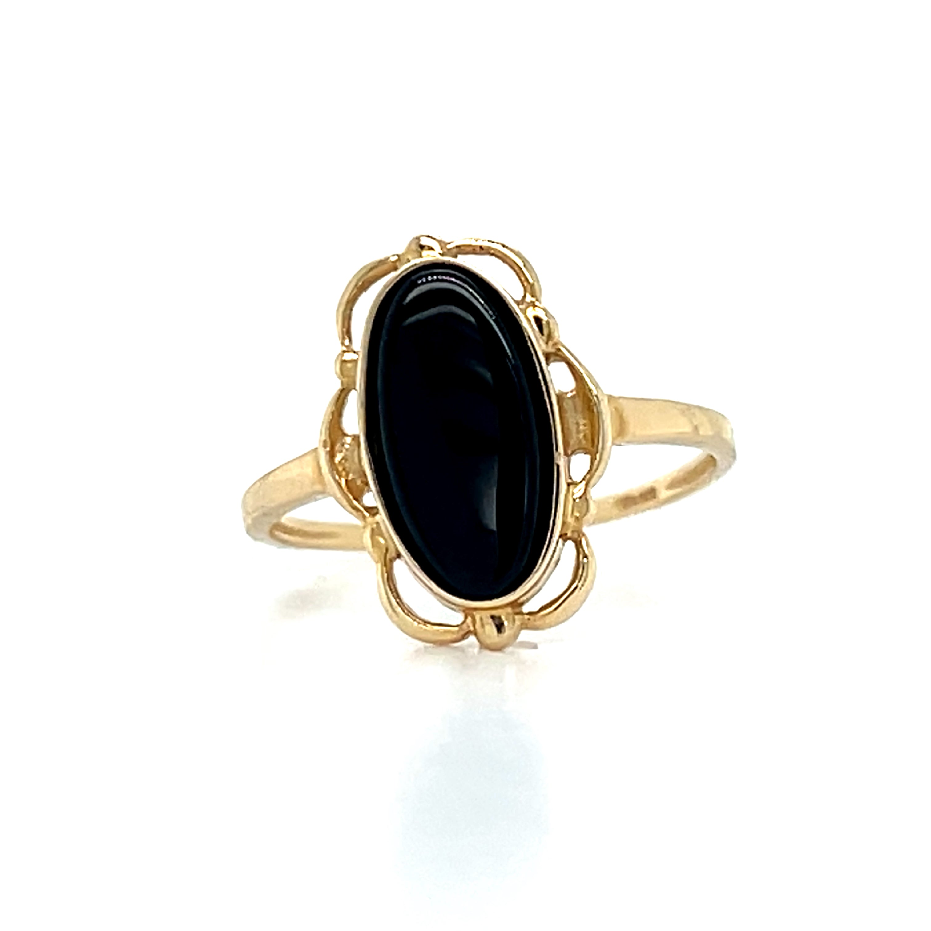 10K Yellow Gold Vintage Black Onyx Ring