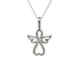 Sterling Silver Angel Necklace with 15 Diamonds.