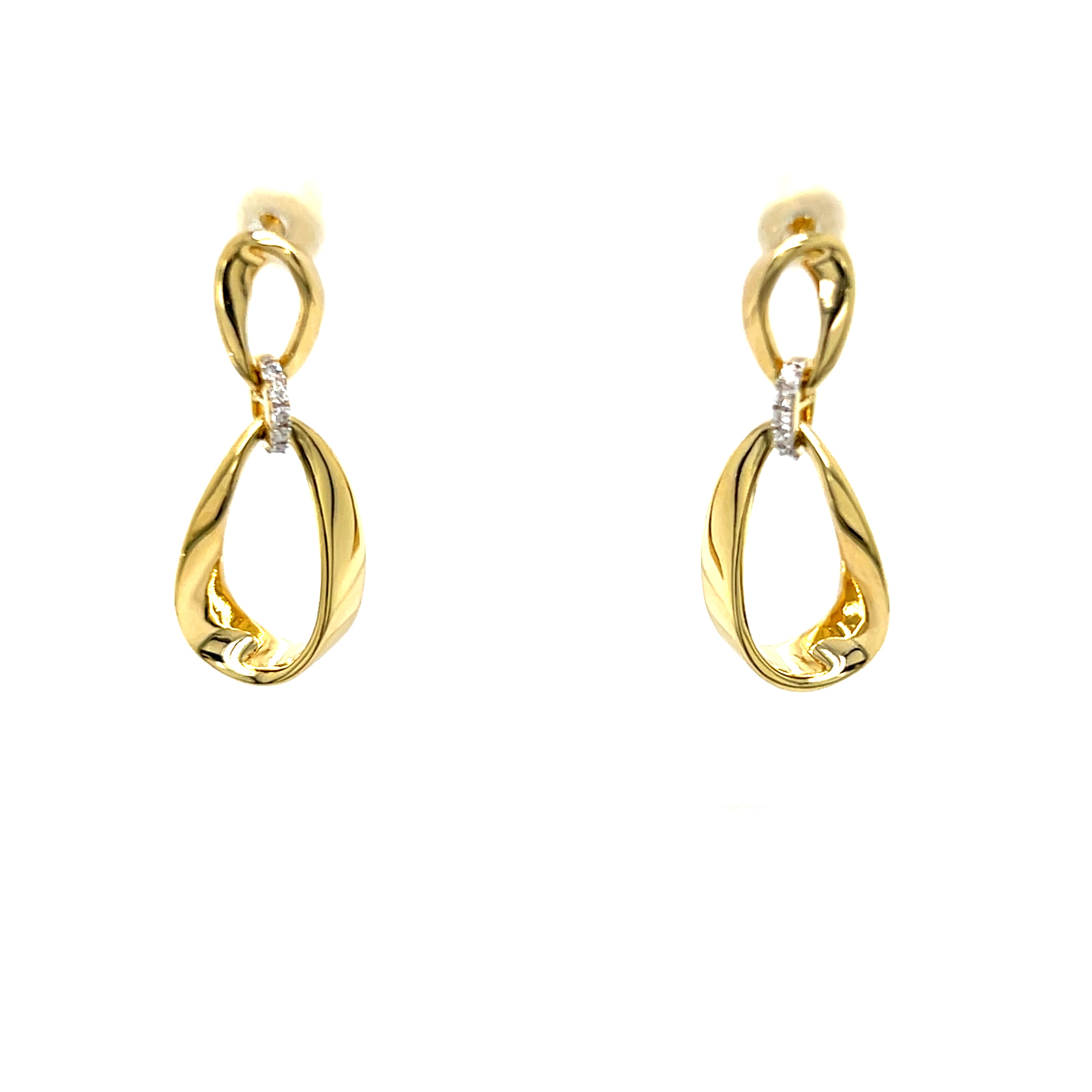 Sterling Silver Gold Vermeil 0.05 Carat Total Weight Diamond Loop Earrings