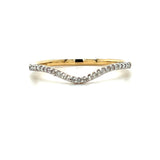 10K Yellow Gold 0.05 Carat Total Weight Curved Diamond Wedding/Anniversary/Stackable Band