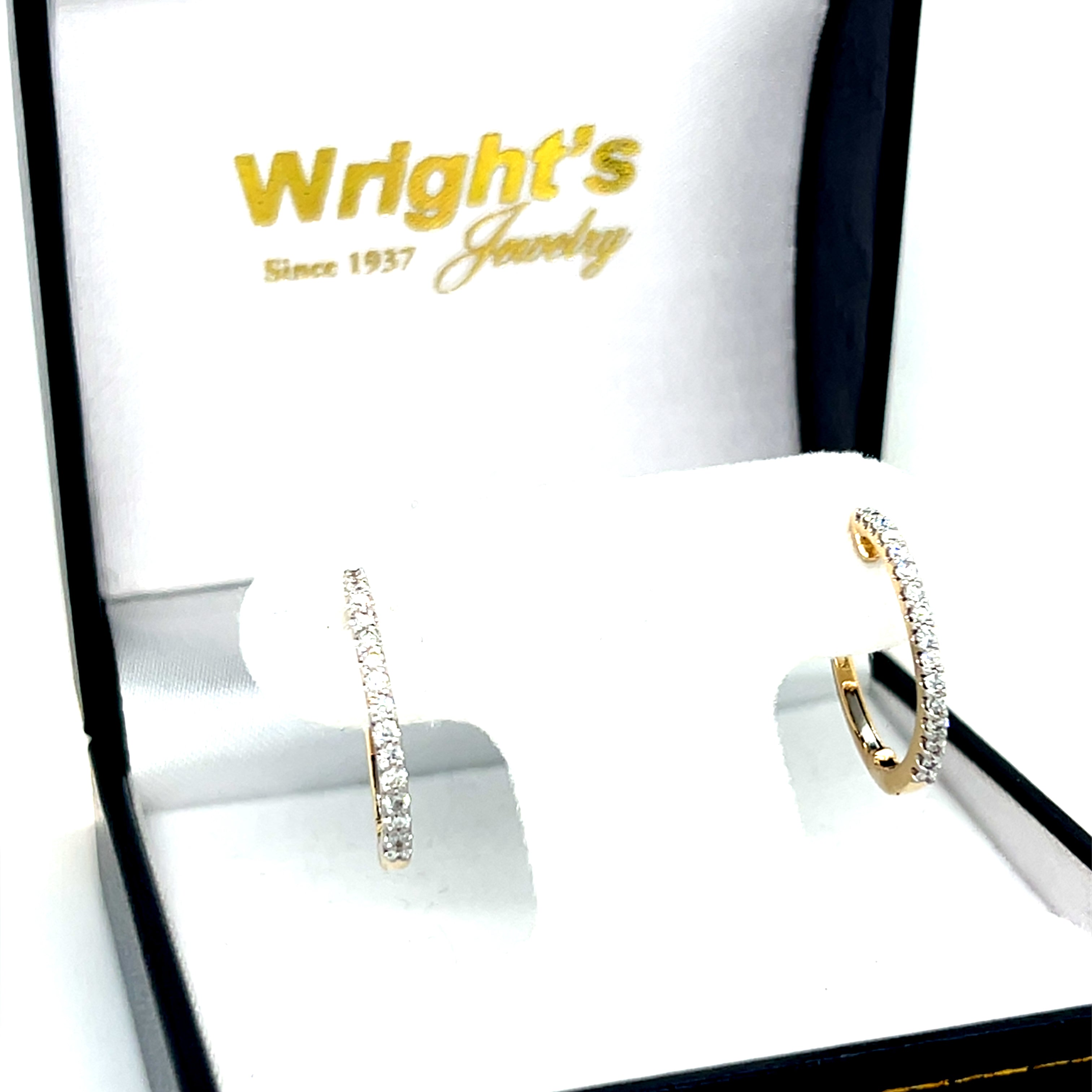 10K Yellow Gold 1/2 Carat Total Weight Round Diamond Hoop Earrings