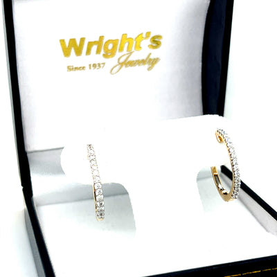10K Yellow Gold 1/2 Carat Total Weight Round Diamond Hoop Earrings