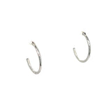 10K White Gold 1mm x 16mm Hoop Earrings