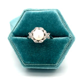 10K White Gold 8mm Freshwater Pearl and 0.15  Carat Total Weight Diamond Ring
