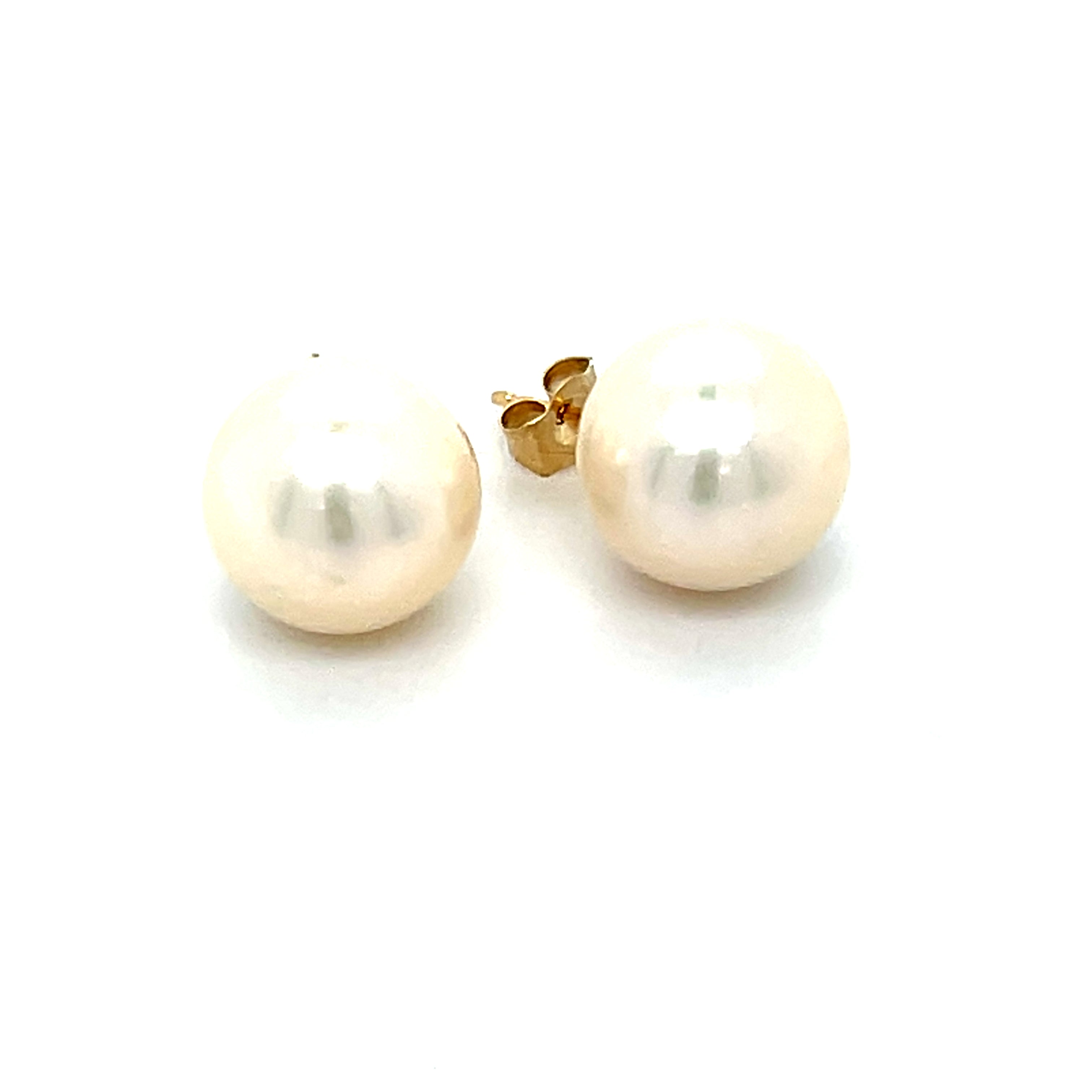 14K Yellow Gold 10mm Pearl Earrings