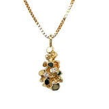 "Tallulah" 14K Yellow Gold 1.8dtw and .05CT (2) Diamond Nugget on a 2.0dwt .9mm Box Chain 18" Estate 125PPB