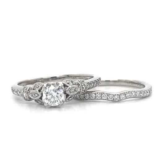 "Eileen" 14K White Gold 0.22CT VS Diamond Bridal Engagement Ring Set Estate LOW125BPCB