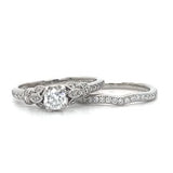"Eileen" 14K White Gold 0.22CT VS Diamond Bridal Engagement Ring Set Estate LOW125BPCB