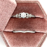 "Eileen" 14K White Gold 0.22CT VS Diamond Bridal Engagement Ring Set Estate LOW125BPCB