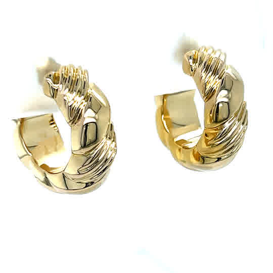 "Larissa" 14K Yellow Gold Hoop Earrings Estate LOI1124