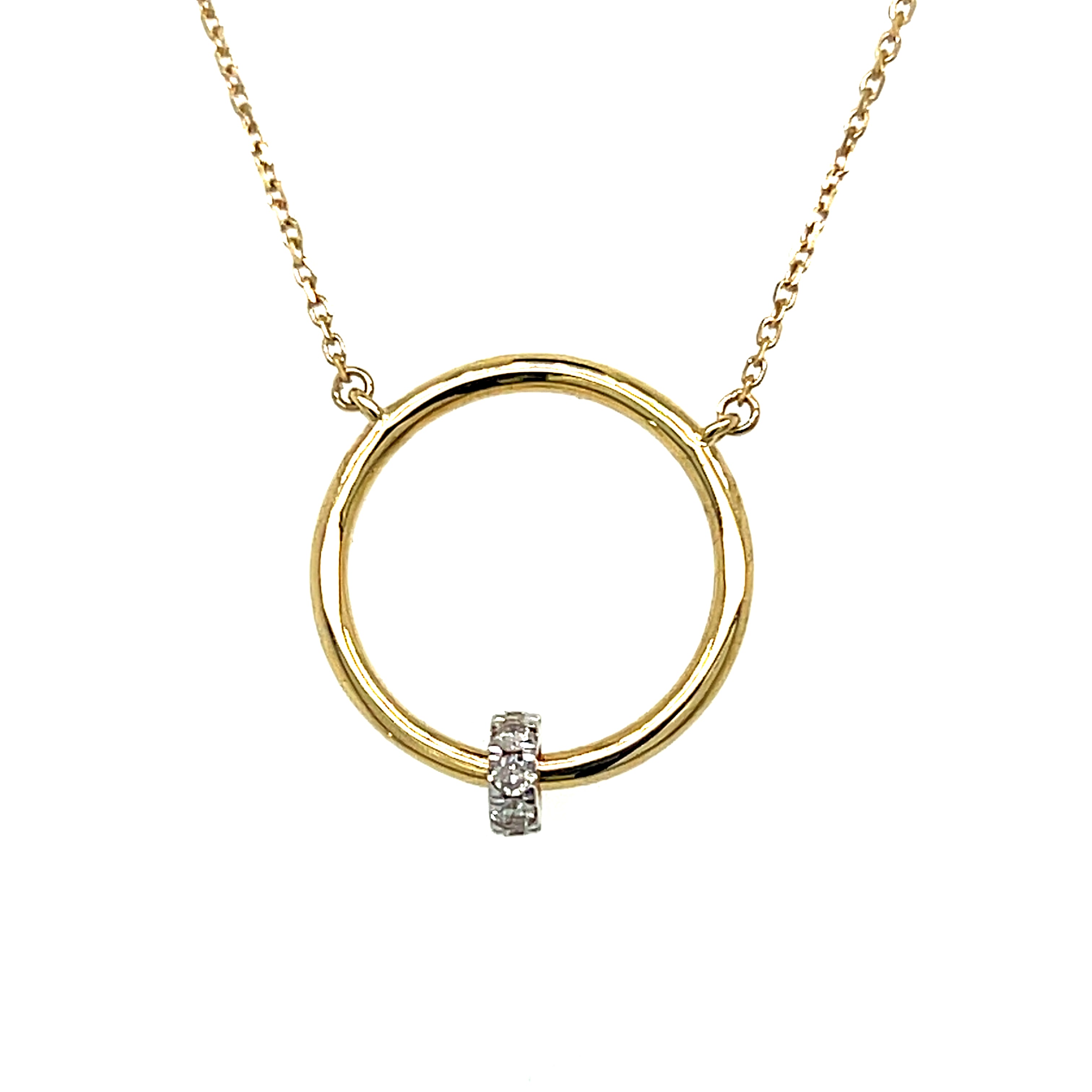 10K Yellow Gold 1/10 Carat Total Weight Diamond Interlocking Circle Necklace