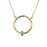 10K Yellow Gold 1/10 Carat Total Weight Diamond Interlocking Circle Necklace
