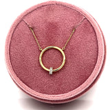 10K Yellow Gold 1/10 Carat Total Weight Diamond Interlocking Circle Necklace