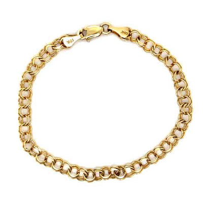 "Annika" 10K Yellow Gold 4.6g Charm Bracelet 7" Estate RHPP224