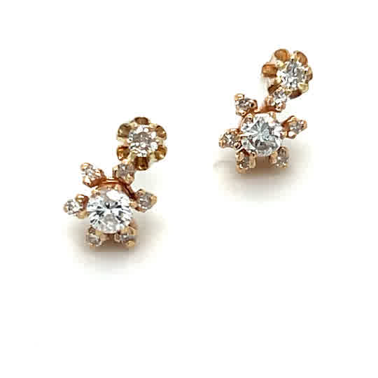 "Petunia" 14K Two Tone 0.58cdw Diamond Earrings Estate IWCPP125