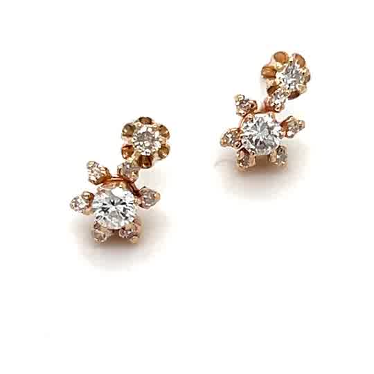 "Petunia" 14K Two Tone 0.58cdw Diamond Earrings Estate IWCPP125