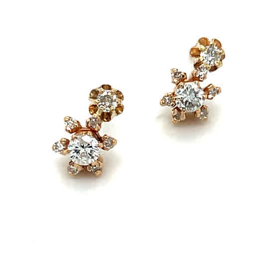 "Petunia" 14K Two Tone 0.58cdw Diamond Earrings Estate IWCPP125