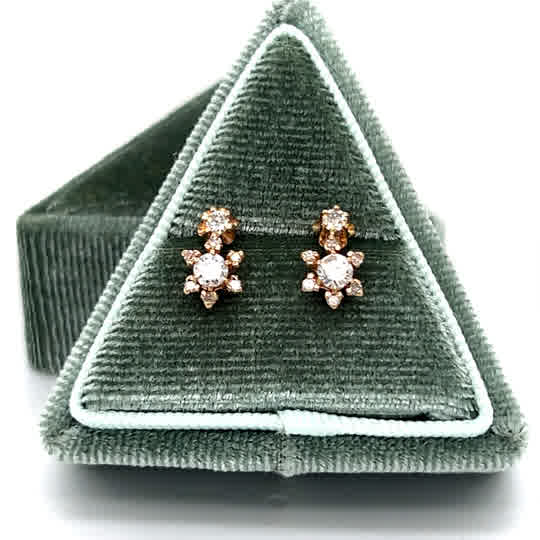 "Petunia" 14K Two Tone 0.58cdw Diamond Earrings Estate IWCPP125