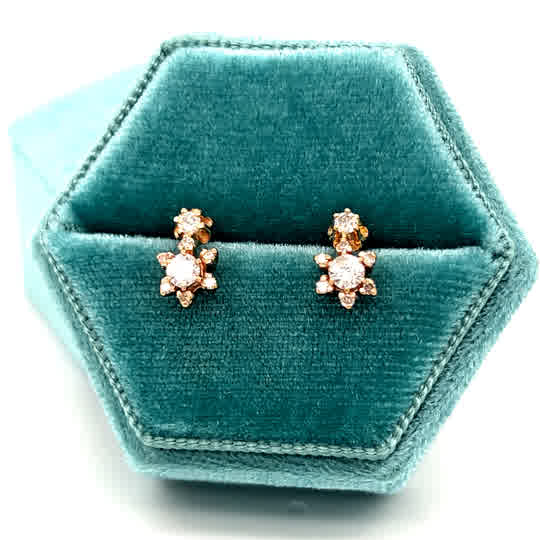 "Petunia" 14K Two Tone 0.58cdw Diamond Earrings Estate IWCPP125