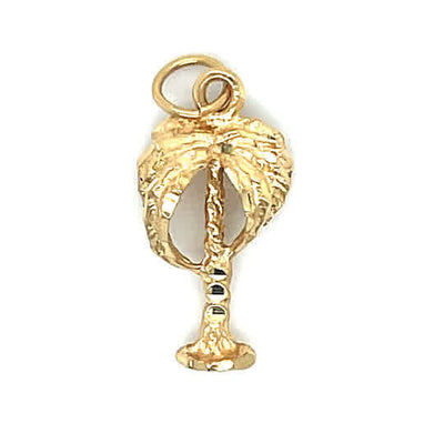 "Bismarck" 14K Yellow Gold 1.7g Palm Tree Pendant Charm Estate PRBR125