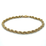 "Mary Jane" 14K Yellow Gold 7.8g 4mm Rope Bracelet 7" Estate GW515PP
